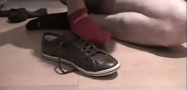  red puma socks wank and cum